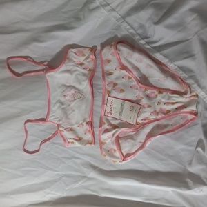 Gyrl Co. Jolie Underwear/Bra Pantie Set Sz L Pink/White NWT